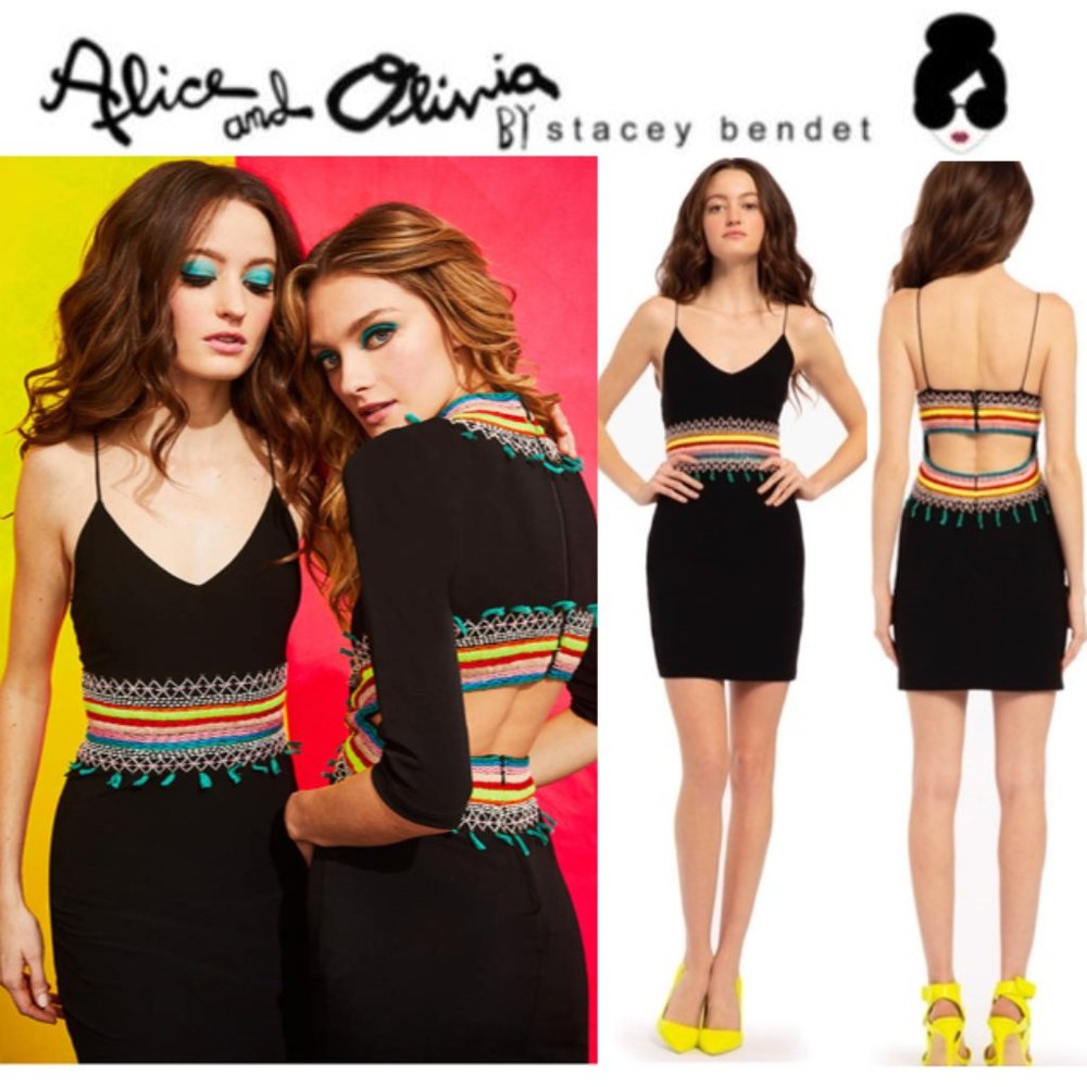 alice + olivia Loralee Embroidered Fitted Minidress